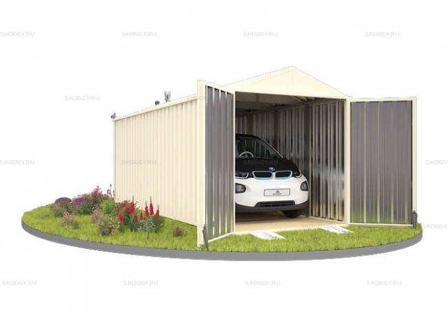 Хозблок SKOGGY секционный с двускатной крышей 6 х 2 м, слоновая кость