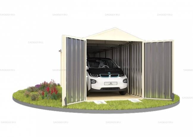 Хозблок SKOGGY секционный с двускатной крышей 6 х 2 м, слоновая кость