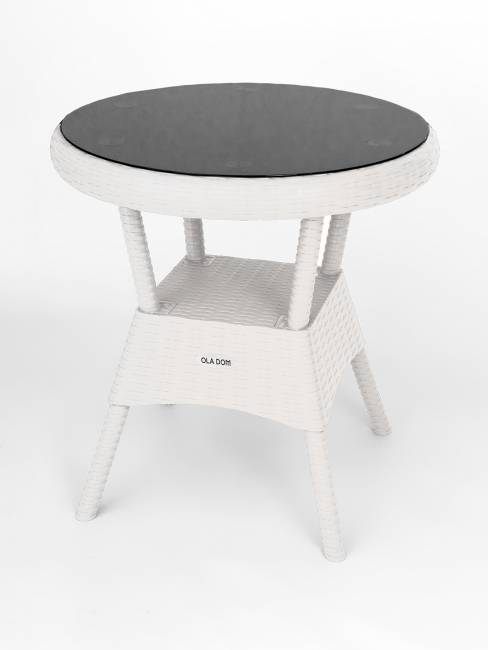 Стол садовый круглый Bermonti со стеклом, белый