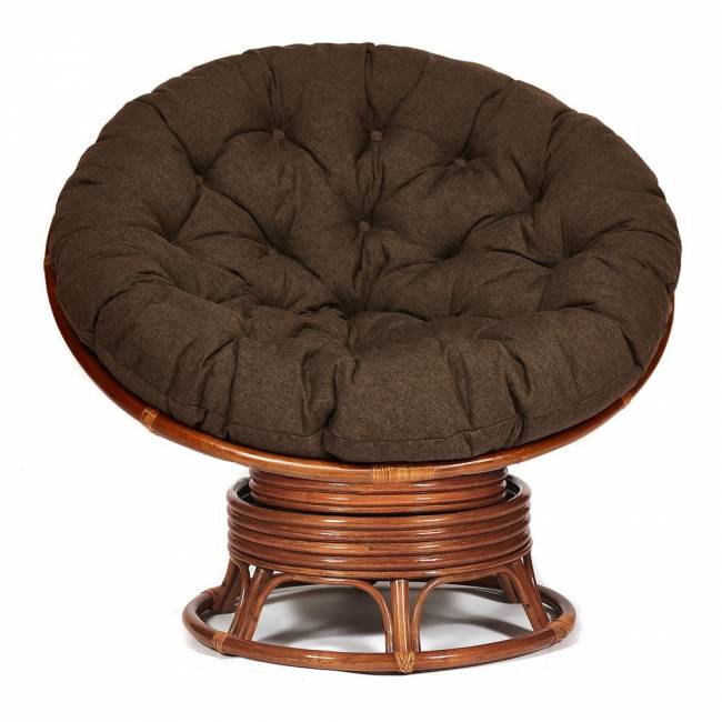 Кресло-качалка PAPASAN/ПАПАСАН w 23/01 B /с подушкой/ 115х78х104 см, Pecan (орех), ткань Коричневый, 3М7-147 Pecan (орех)