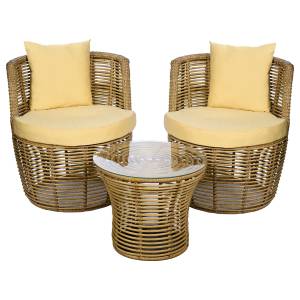 Комплект кофейный из искусственного ротанга ВАЗА, светло-коричневый