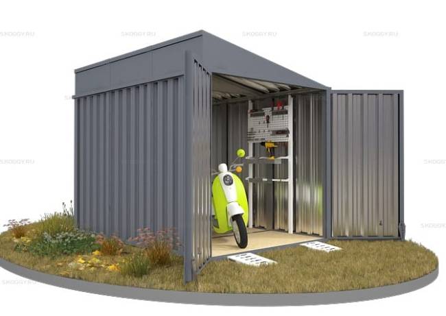 Хозблок SKOGGY секционный с односкатной крышей 3 х 2 м, брутальный серый