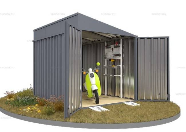 Хозблок SKOGGY секционный с односкатной крышей 3 х 2 м, брутальный серый