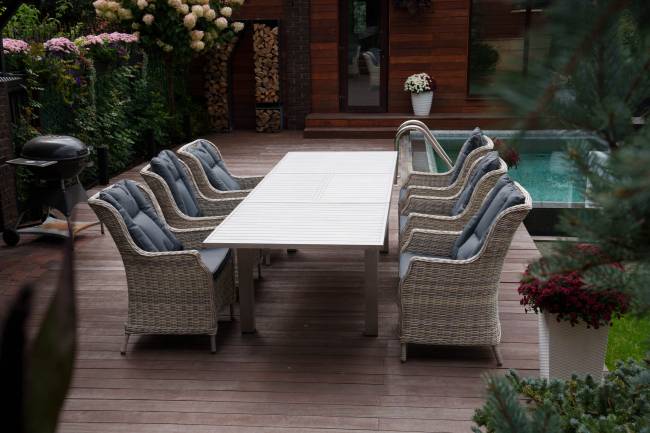 Набор мебели: стол ГАРДА + 6 кресел БЕРГАМО, серый