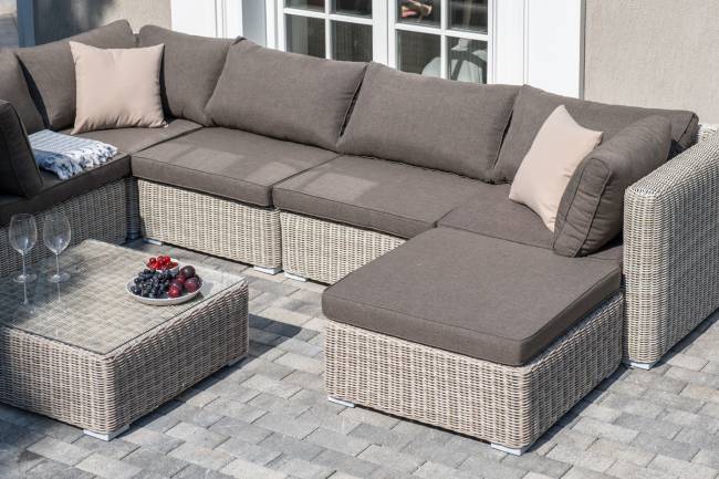 "Лунго" трансформирующаяся лаунж-зона из искусственного ротанга, цвет бежевый