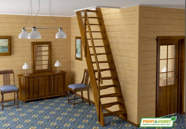 Деревянная лестница К-007м/40 под покраску Деревянная лестница К-007м/40 под покраску