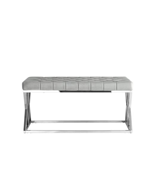 Банкетка ИНСИГНИЯ велюр серый сталь серебро