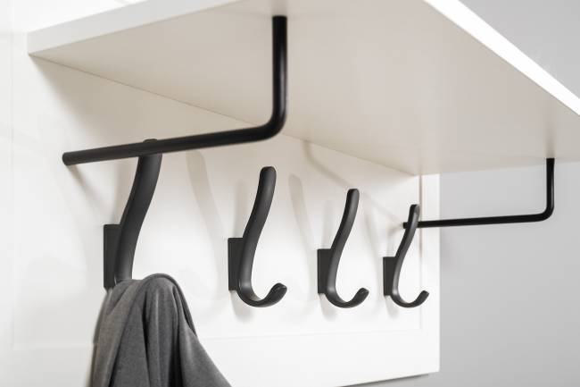 Два пенала в прихожую и тумба с вешалкой Остин цвет белый шагрень/дуб крафт золотой