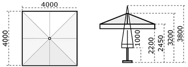 Зонт профессиональный телескопический 4х4 м Leonardo Telescopic антрацит, слоновая кость 4000х4000 мм Зонт профессиональный телескопический 4х4 м Leonardo Telescopic антрацит, слоновая кость 4000х4000 мм