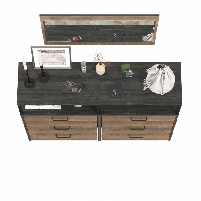 Два комода с ящиками Трувор 13.307.02 и зеркало цвет дуб гранж песочный/интра Два комода с ящиками Трувор 13.307.02 и зеркало цвет дуб гранж песочный/интра