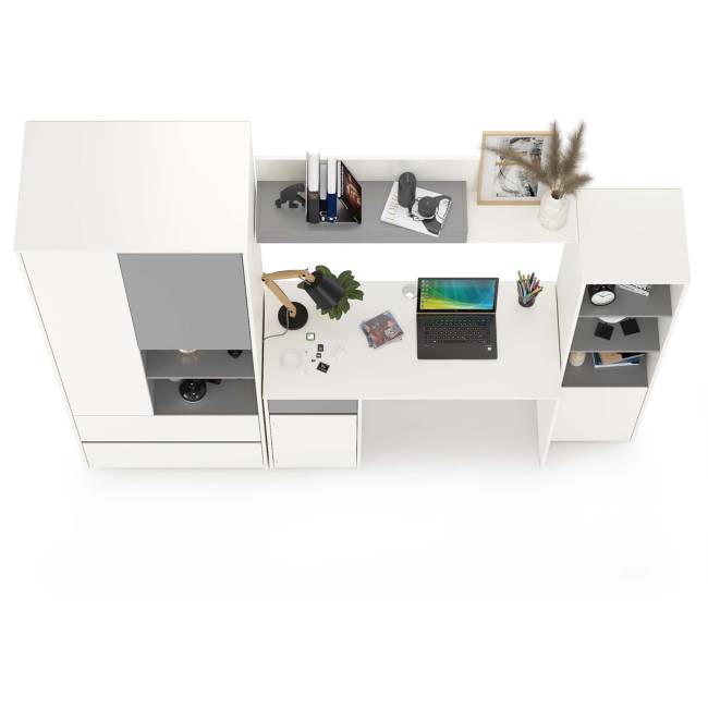 Детская мебельная стенка Торонто № 4 цвет белый шагрень/стальной серый Детская мебельная стенка Торонто № 4 цвет белый шагрень/стальной серый