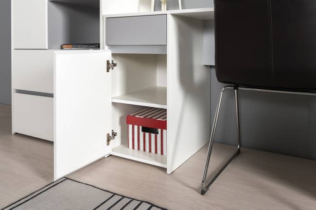 Детская мебельная стенка Торонто № 4 цвет белый шагрень/стальной серый Детская мебельная стенка Торонто № 4 цвет белый шагрень/стальной серый