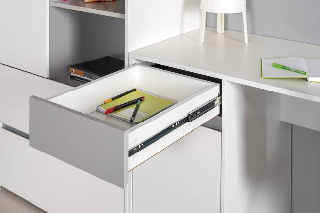 Детская мебельная стенка Торонто № 4 цвет белый шагрень/стальной серый Детская мебельная стенка Торонто № 4 цвет белый шагрень/стальной серый