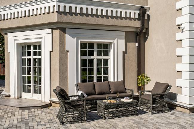 "Гранд Латте" лаунж-зона из искусственного ротанга, цвет графит "Гранд Латте" лаунж-зона из искусственного ротанга, цвет графит