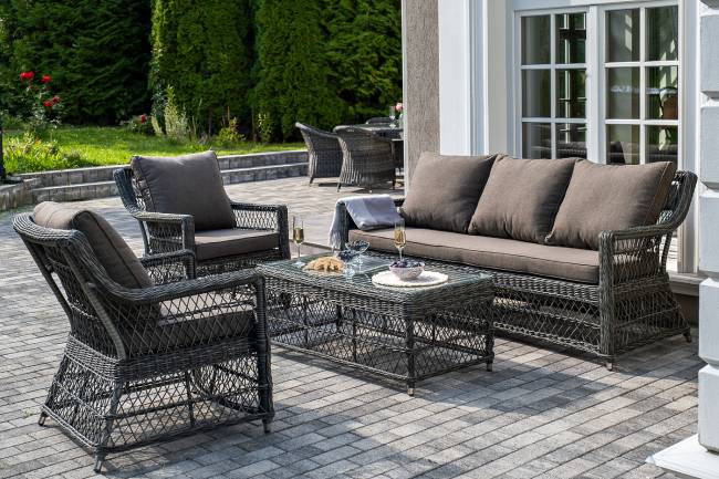 "Гранд Латте" лаунж-зона из искусственного ротанга, цвет графит "Гранд Латте" лаунж-зона из искусственного ротанга, цвет графит