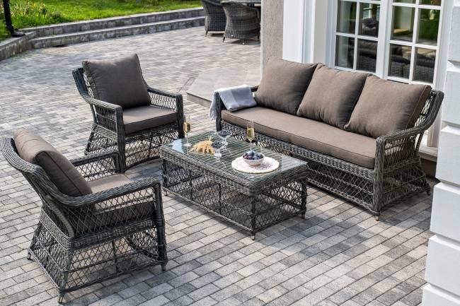 "Гранд Латте" лаунж-зона из искусственного ротанга, цвет графит "Гранд Латте" лаунж-зона из искусственного ротанга, цвет графит