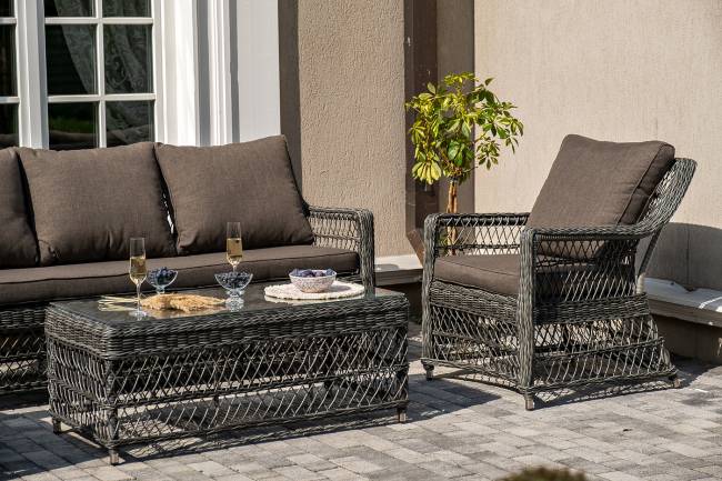 "Гранд Латте" лаунж-зона из искусственного ротанга, цвет графит "Гранд Латте" лаунж-зона из искусственного ротанга, цвет графит