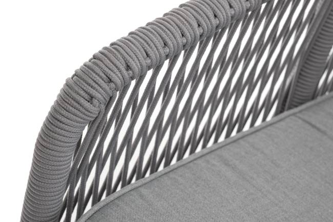 "Канны" правый модуль плетеный из роупа, каркас алюминий белый шагрень, роуп светло-серый круглый, ткань светло-серая