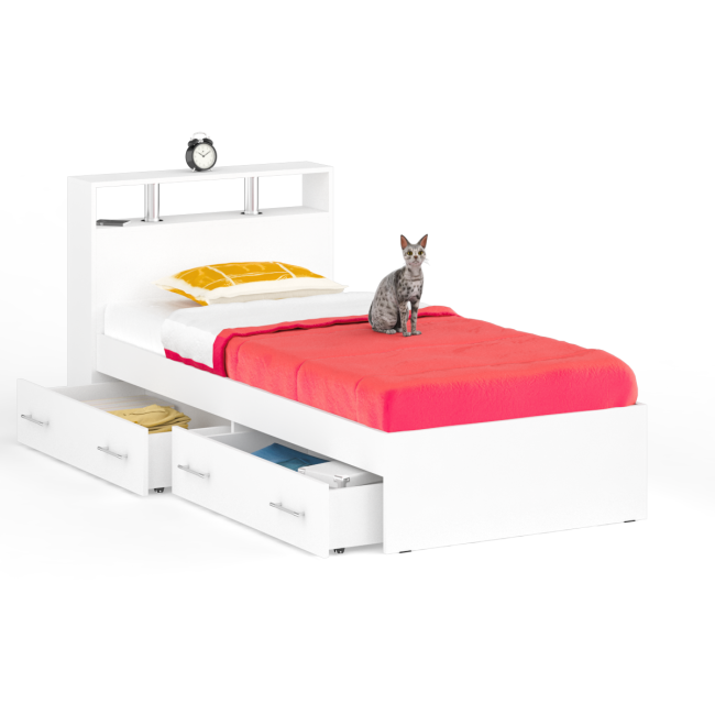 Кровать с ящиками Камелия 900 цвет белый Кровать с ящиками Камелия 900 цвет белый