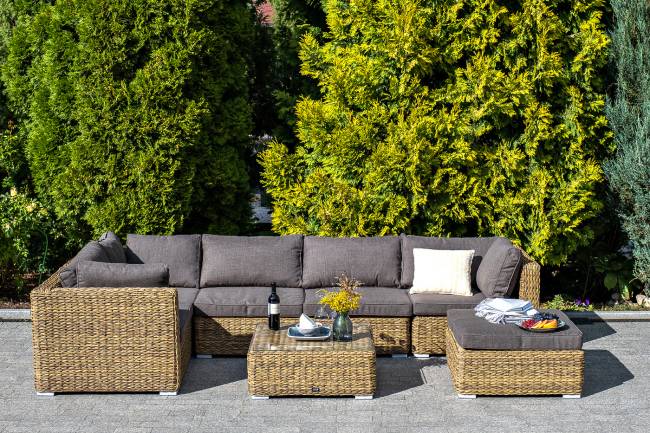 "Лунго" трансформирующаяся лаунж-зона из искусственного ротанга (гиацинт), цвет соломенный "Лунго" трансформирующаяся лаунж-зона из искусственного ротанга (гиацинт), цвет соломенный