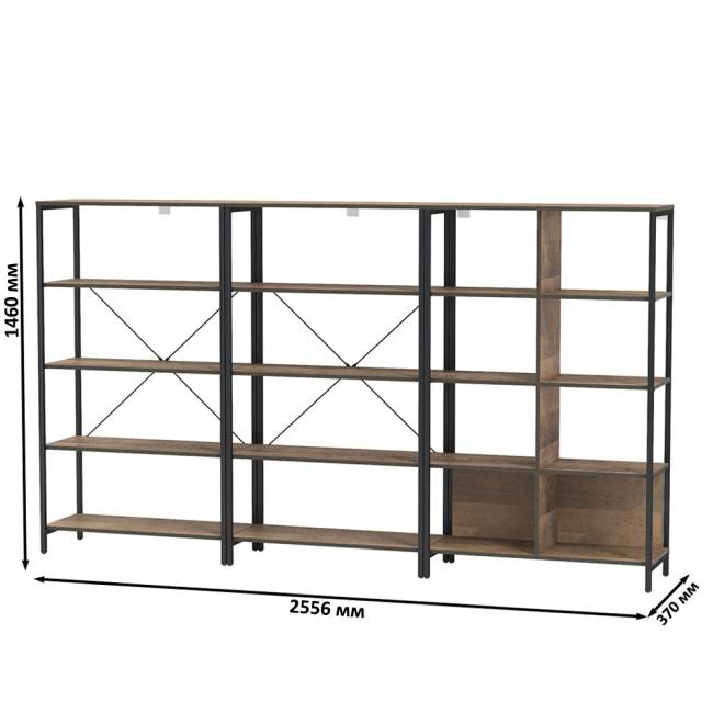 Два открытых стеллажа и стеллаж 13.151.02 Трувор цвет дуб гранж песочный/интра Два открытых стеллажа и стеллаж 13.151.02 Трувор цвет дуб гранж песочный/интра