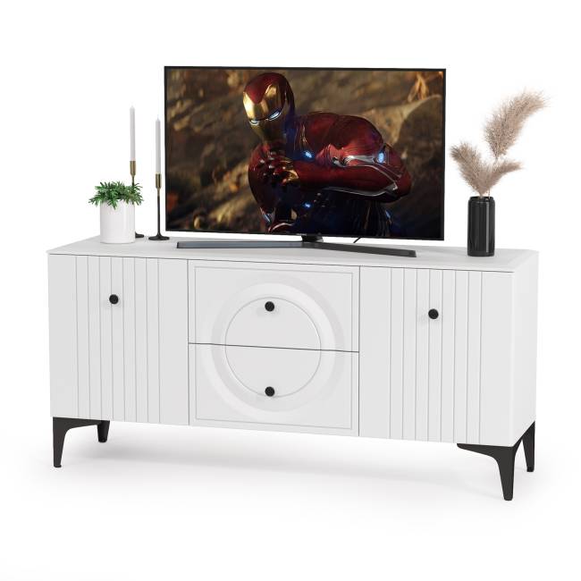 Стенка для гостиной с ТВ-тумбой Валенсия № 68 цвет белый шагрень