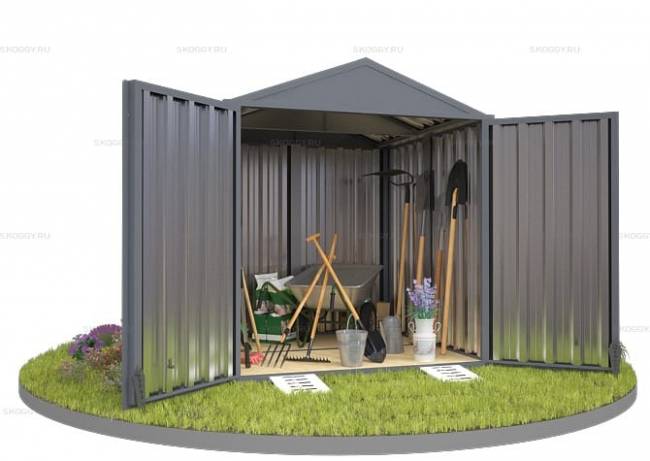 Хозблок SKOGGY секционный с двускатной крышей 2 х 2 м, брутальный серый
