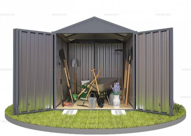 Хозблок SKOGGY секционный с двускатной крышей 2 х 2 м, брутальный серый