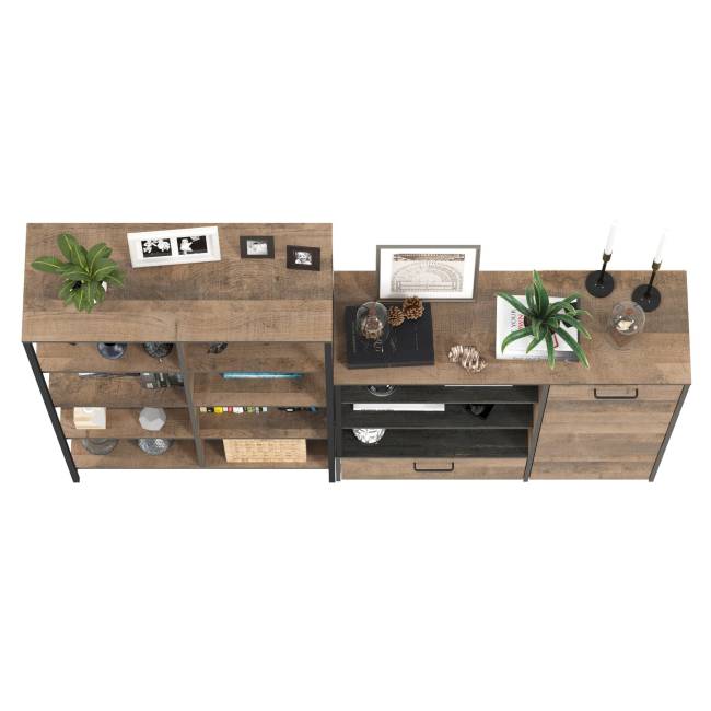 Стеллаж 13.151.02 с комодом с ящиком и дверкой Трувор цвет дуб гранж песочный/интра Стеллаж 13.151.02 с комодом с ящиком и дверкой Трувор цвет дуб гранж песочный/интра