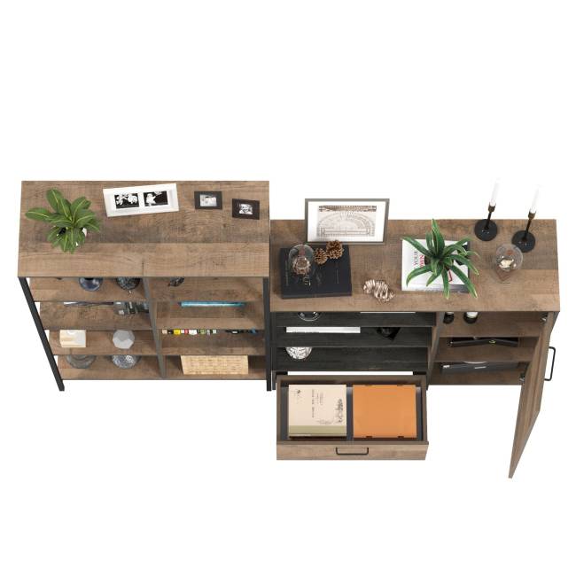 Стеллаж 13.151.02 с комодом с ящиком и дверкой Трувор цвет дуб гранж песочный/интра Стеллаж 13.151.02 с комодом с ящиком и дверкой Трувор цвет дуб гранж песочный/интра