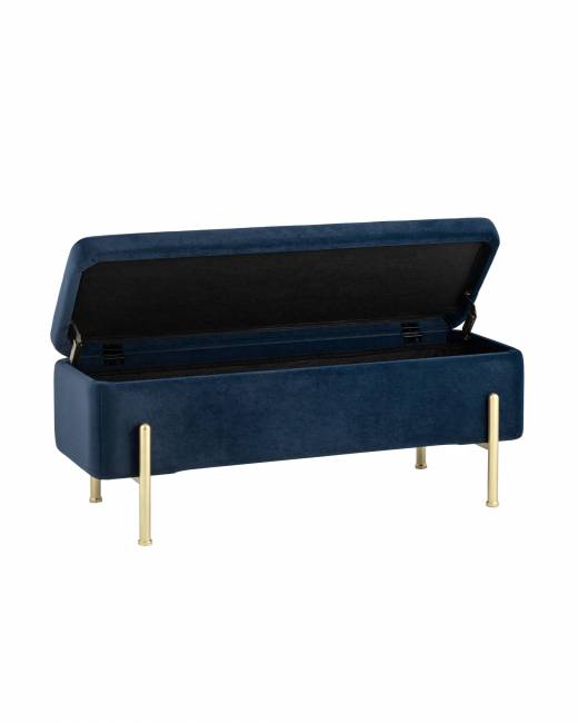 Банкетка Болейн с ящиком велюр синий